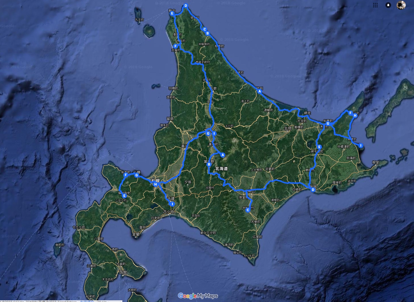 Googleマイマップのススメ。～北海道旅～移動の記録～