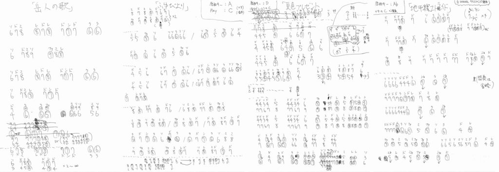 「山」関連の曲×４ ハーモニカ ドレミ楽譜 (岳人の歌、夏色プレゼント、地平線ストライド、ふゆびより)