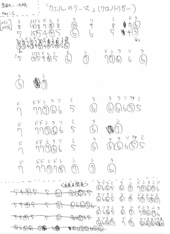 スーパーマリオのゲームオーバー 最初のクリボーで 超手書き ハーモニカ ドレミ楽譜 ブルースハープ クロマチックハーモニカ